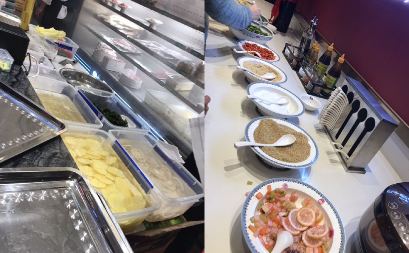 蜀鎮鮮貨火鍋門頭和佐料區