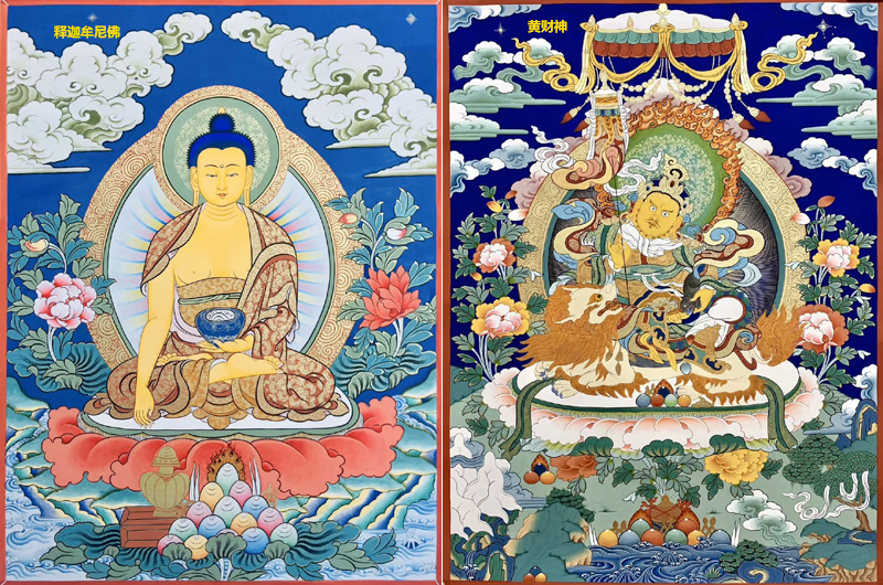 釋迦牟尼佛和黃財神唐卡